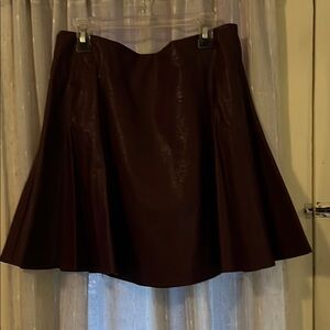 Adorable and cute dark Burgundy faux Leather Skirt M like new